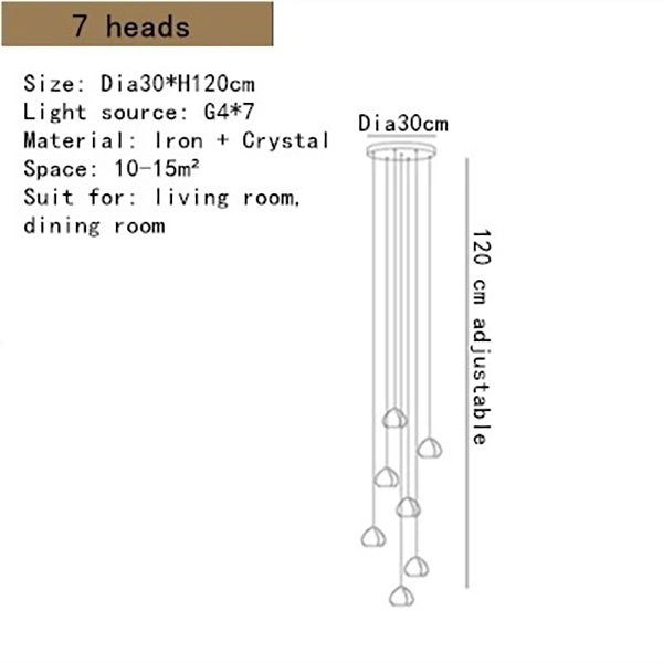 【1台在庫有！3灯のみ】インテリア照明 クリスタルペンダントライト 3灯～56灯(H1000～H4500mm )