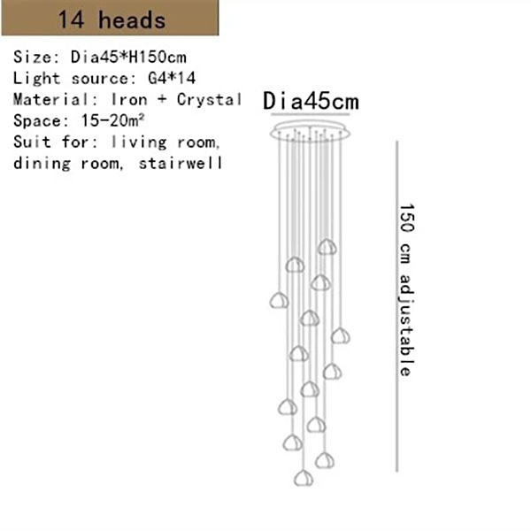 【1台在庫有！3灯のみ】インテリア照明 クリスタルペンダントライト 3灯～56灯(H1000～H4500mm )