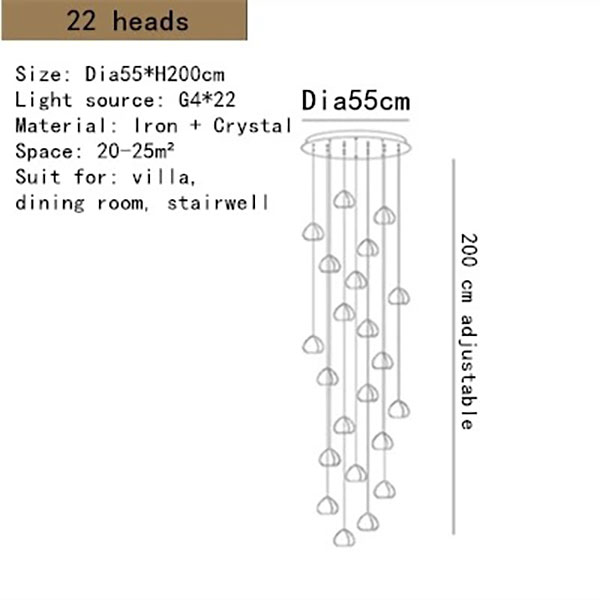 【1台在庫有！3灯のみ】インテリア照明 クリスタルペンダントライト 3灯～56灯(H1000～H4500mm )