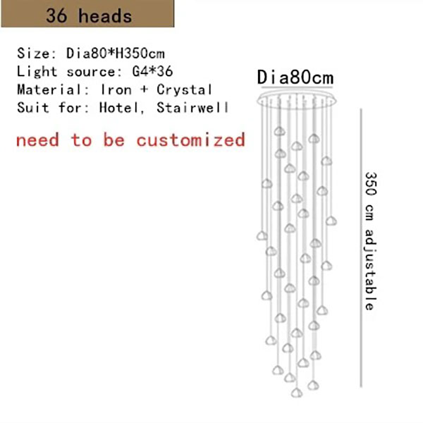 【1台在庫有！3灯のみ】インテリア照明 クリスタルペンダントライト 3灯～56灯(H1000～H4500mm )