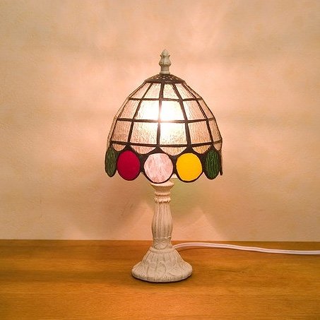 ステンドグラス・テーブルランプ「Tiffany Glass」 ドット(φ170×H310mm)