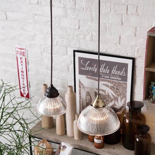 インダストリアル・スタイル「ダイナー」ガラスシェードペンダント1灯ビンテージメタル(W170mm~)【業販対象外】