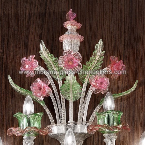 【MURANO GLASS CHANDELIERS】イタリア・ヴェネチアンガラスウォールライト5灯「INES」（W500×D350×H900mm）