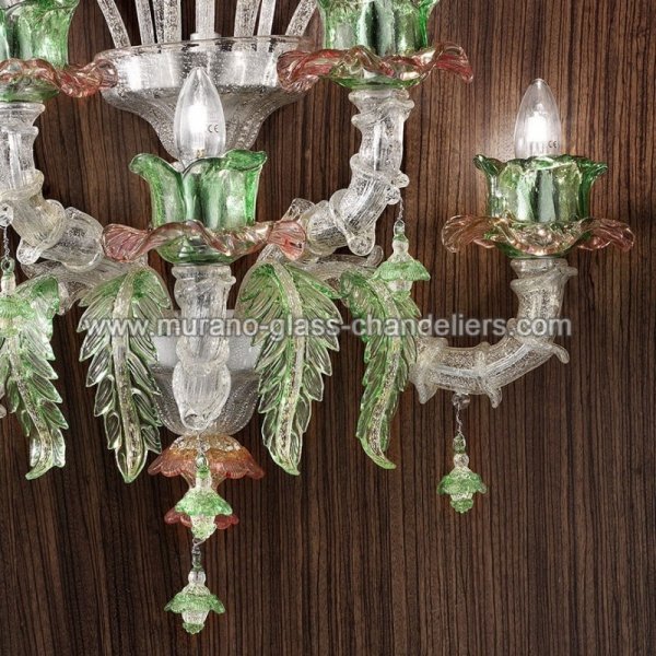 【MURANO GLASS CHANDELIERS】イタリア・ヴェネチアンガラスウォールライト5灯「INES」（W500×D350×H900mm）