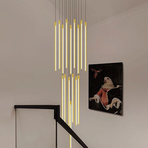 デザイン照明　モダンシーリングペンダントライト　ブラック／ゴールド　1～30灯（W15×H600mm）