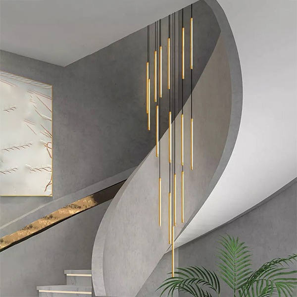 デザイン照明　モダンシーリングペンダントライト　ブラック／ゴールド　1～30灯（W15×H600mm）