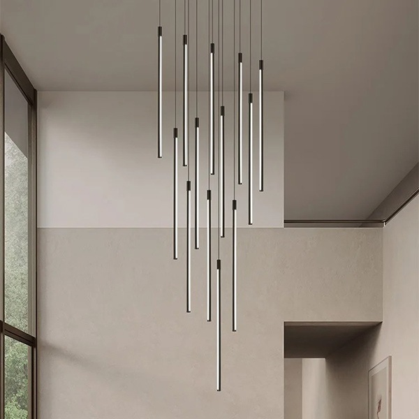 デザイン照明　モダンシーリングペンダントライト　ブラック／ゴールド　1～30灯（W15×H600mm）