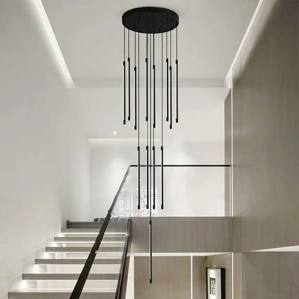 デザイン照明　モダンシーリングペンダントライト　ブラック／ゴールド　1～30灯（W15×H600mm）