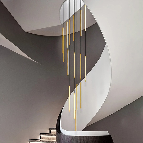 デザイン照明　モダンシーリングペンダントライト　ブラック／ゴールド　1～30灯（W15×H600mm）