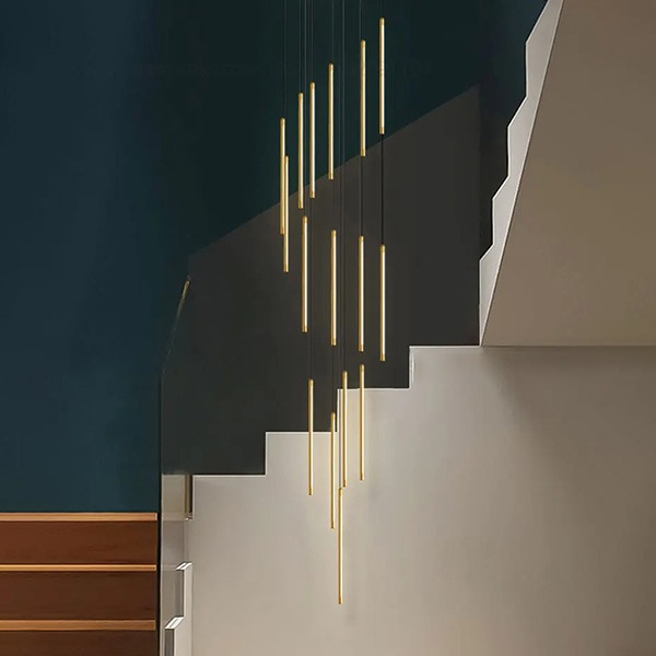 デザイン照明　モダンシーリングペンダントライト　ブラック／ゴールド　1～30灯（W15×H600mm）