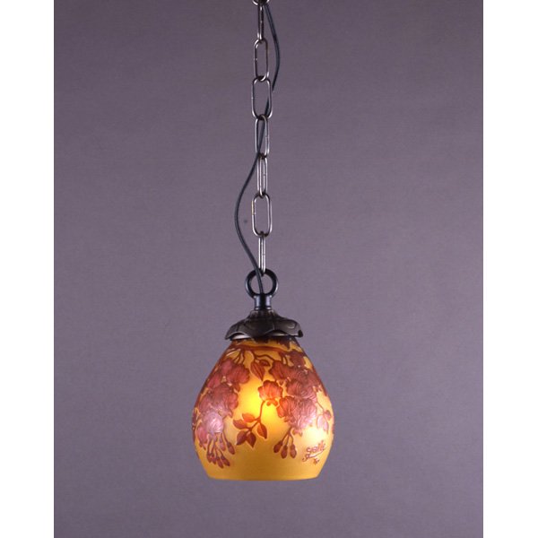 【入荷未定】【galle】-ガレ・コレクション- ペンダントランプ 1灯 ダークブロンズ「藤」