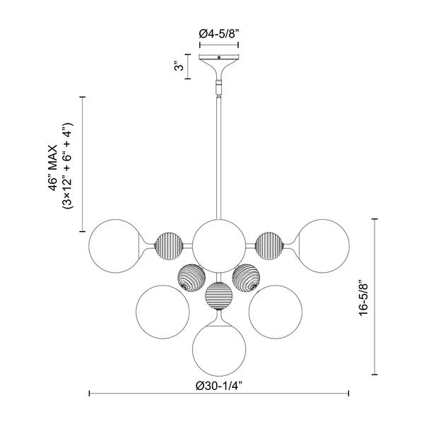 【Alora】アメリカ デザイン照明 「Celia」 9灯 ゴールド(W769×H423mm)