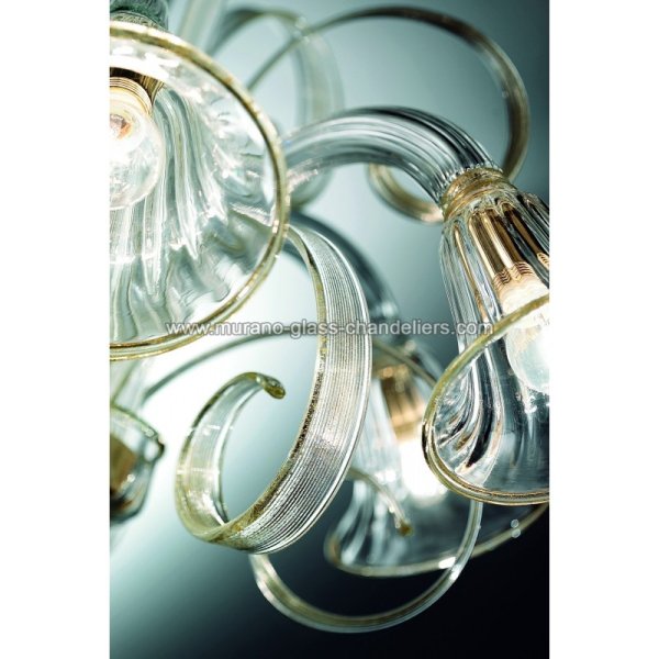 【MURANO GLASS CHANDELIERS】イタリア・ヴェネチアンガラスシャンデリア6灯「VENEZIA」（W800×H800mm）
