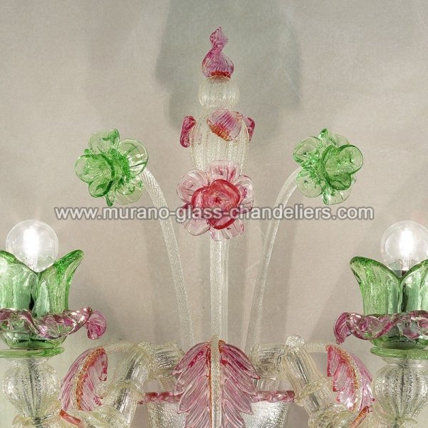 【MURANO GLASS CHANDELIERS】イタリア・ヴェネチアンガラスウォールライト2灯「INES」(W450×D300×H500mm)
