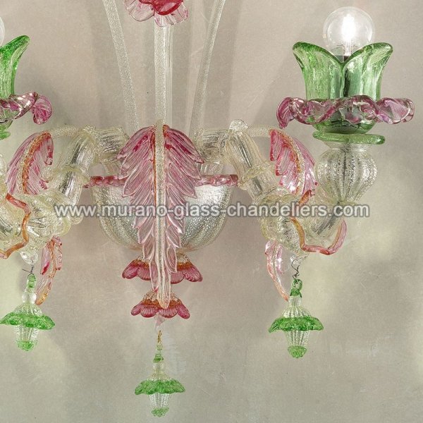 【MURANO GLASS CHANDELIERS】イタリア・ヴェネチアンガラスウォールライト2灯「INES」(W450×D300×H500mm)