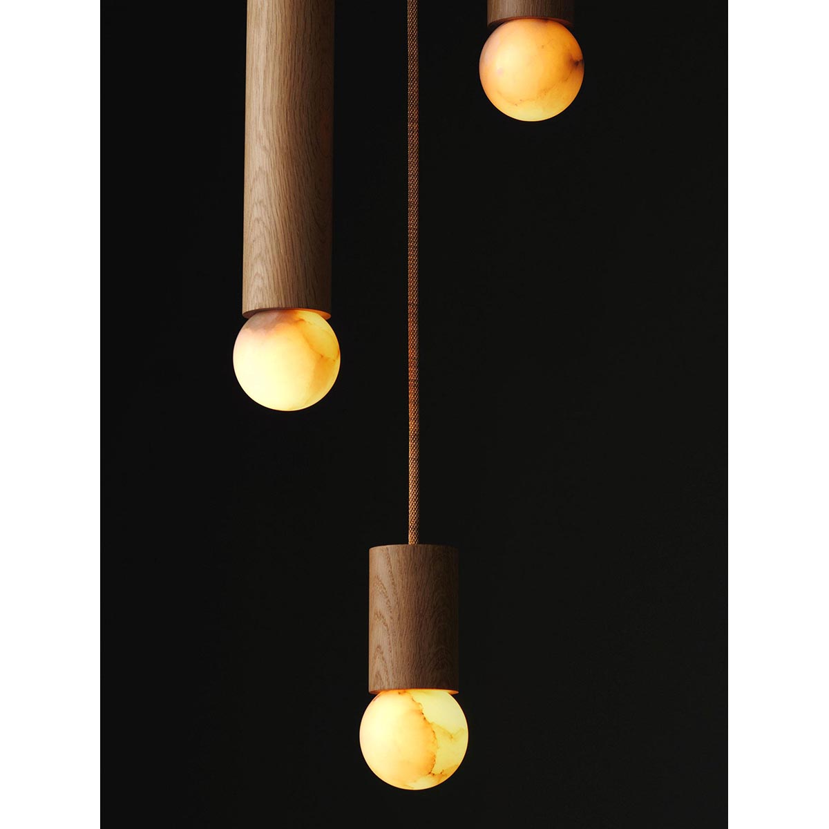 【ALLIED MAKER】 アメリカ・インテリア照明「Wood Cylinder 3」ペンダントライト 3灯 カスタムカラー (W274×D127mm)