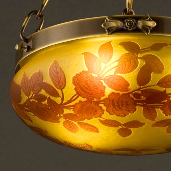 【入荷未定】【galle】-ガレ・コレクション- ペンダントランプ 3灯 アンティークブロンズ「レッドローズ」