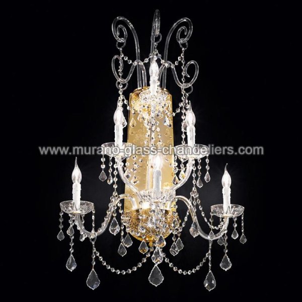 【MURANO GLASS CHANDELIERS】イタリア・ヴェネチアンガラスウォールライト6灯「VERONESE」（W700×D430×H1050mm）