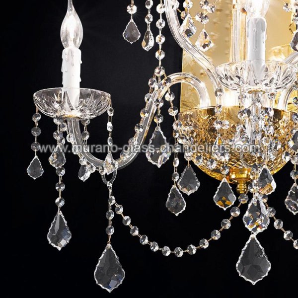 【MURANO GLASS CHANDELIERS】イタリア・ヴェネチアンガラスウォールライト6灯「VERONESE」（W700×D430×H1050mm）