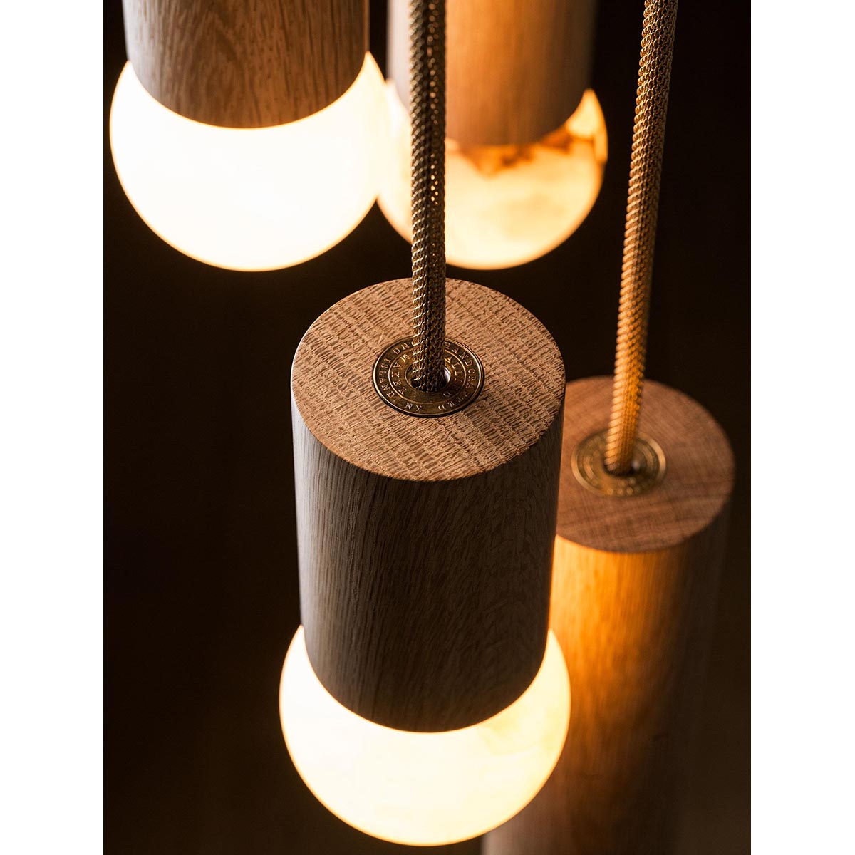 【ALLIED MAKER】 アメリカ・インテリア照明「Wood Cylinder 6」ペンダントライト 6灯 カスタムカラー (W356×D242mm)