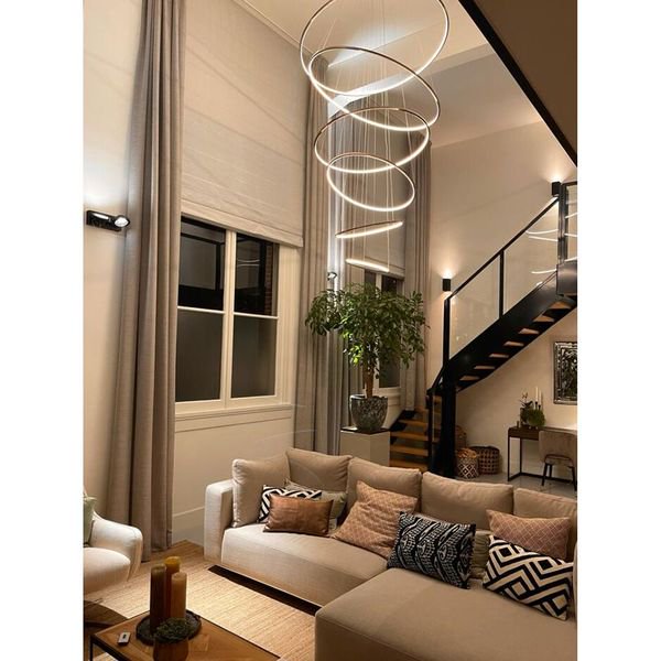 【MARETTI】オランダ・LEDフープ型ペンダントライト「LUXURY RINGS」7灯  BRASS（W2800×H1200-1500mm）