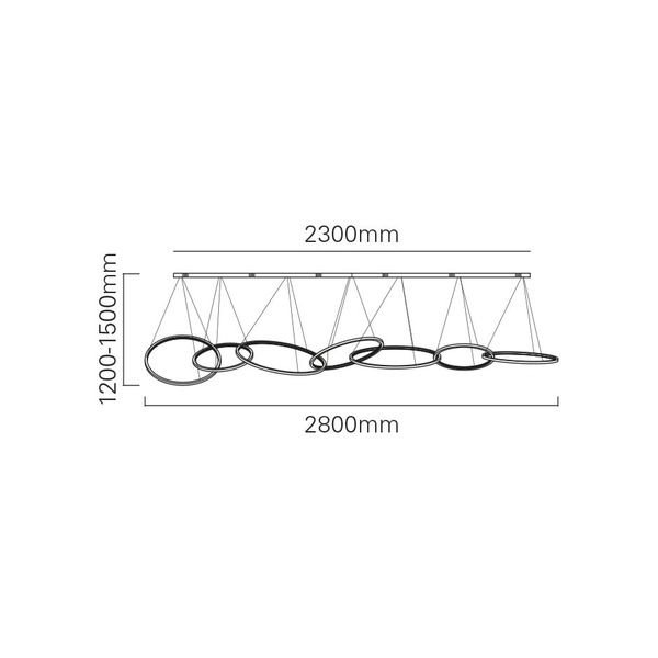 【MARETTI】オランダ・LEDフープ型ペンダントライト「LUXURY RINGS」7灯  BRASS（W2800×H1200-1500mm）