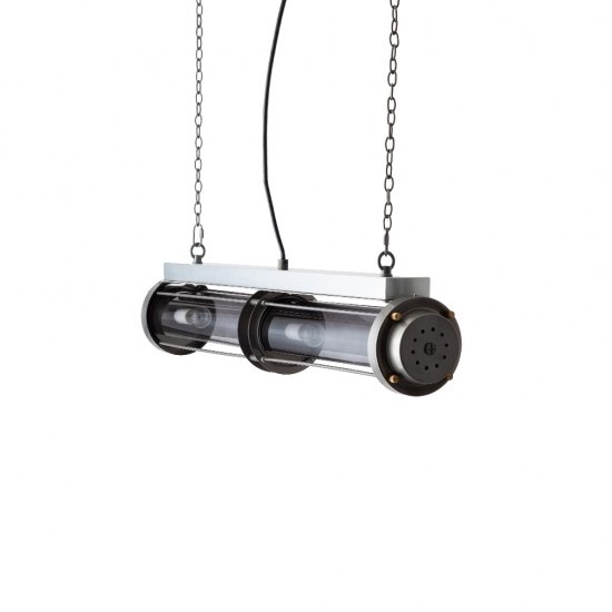 【HERMOSA】ペンダントライト「CYLINDER LAMP」4灯・シルバー（W804×H785mm）