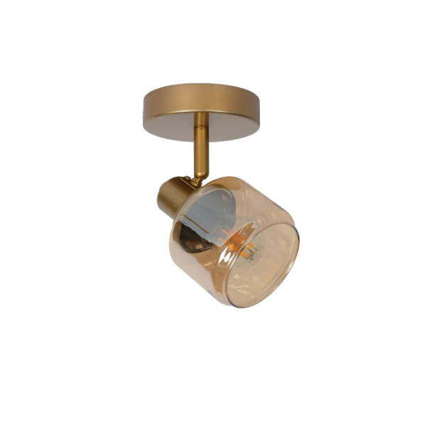 【2台在庫有！】【LUCIDE】ベルギー デザイン照明 シーリングライト「BJORN」Gold 1灯（W100×D140×H165mm）