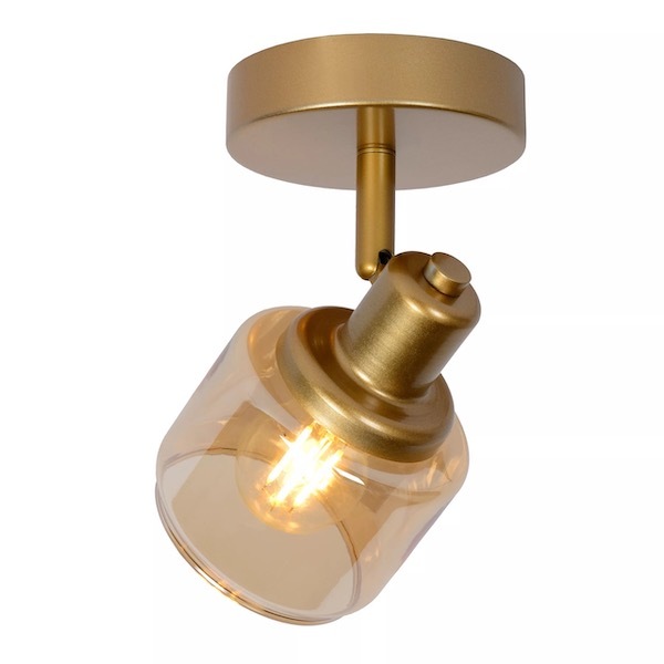 【2台在庫有！】【LUCIDE】ベルギー デザイン照明 シーリングライト「BJORN」Gold 1灯（W100×D140×H165mm）