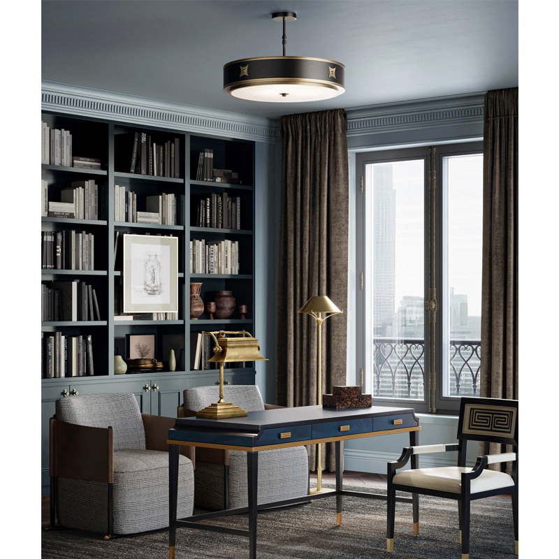 【CURREY】アメリカ・シーリングライト 3灯「Huntsman」ブラック（φ622×H450mm）