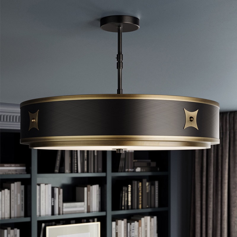 【CURREY】アメリカ・シーリングライト 3灯「Huntsman」ブラック（φ622×H450mm）