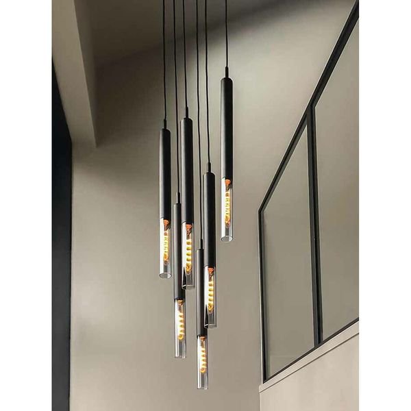 【MARETTI】オランダ・シェードペンダントライト「RIVINGTON TUBE」1灯 BLACK(φ45×H560mm)