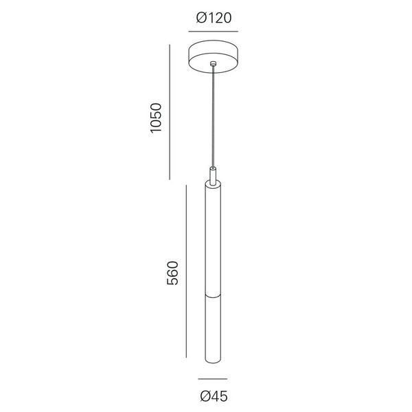 【MARETTI】オランダ・シェードペンダントライト「RIVINGTON TUBE」1灯 BLACK(φ45×H560mm)