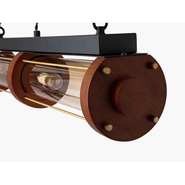 【HERMOSA】ペンダントライト「CYLINDER WOOD LAMP」4灯・ウォールナット（W804×H785mm）