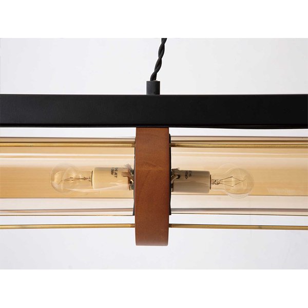 【HERMOSA】ペンダントライト「CYLINDER WOOD LAMP」4灯・ウォールナット（W804×H785mm）