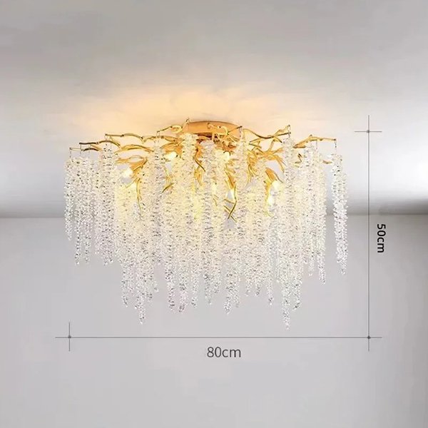 【SaloEElaitte】クリスタルシーリングシャンデリア ゴールド／シルバー 10～15灯（W600～1000mm）