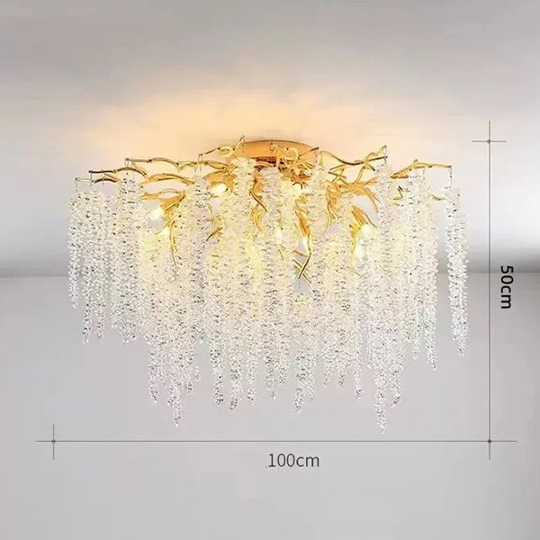 【SaloEElaitte】クリスタルシーリングシャンデリア ゴールド／シルバー 10～15灯（W600～1000mm）