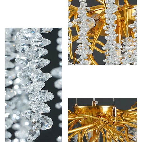 【SaloEElaitte】クリスタルシーリングシャンデリア ゴールド／シルバー 10～15灯（W600～1000mm）