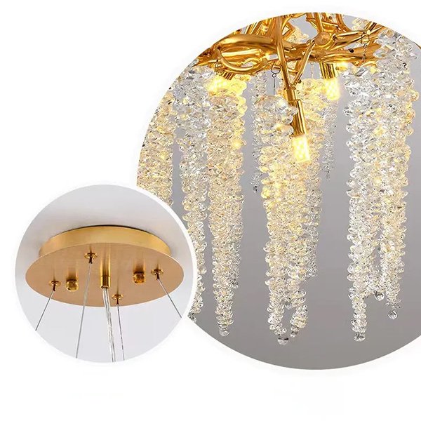 【SaloEElaitte】クリスタルシーリングシャンデリア ゴールド／シルバー 10～15灯（W600～1000mm）