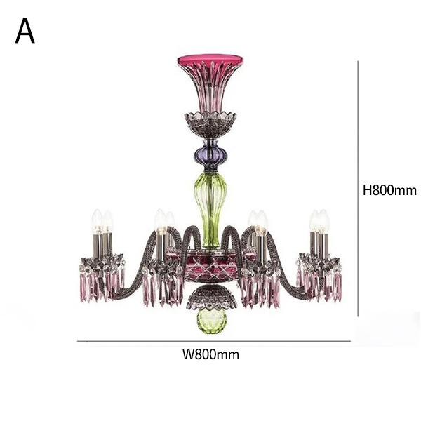 デザイン照明　LEDクリスタルシャンデリア　8灯　全5色（W800×H800mm）