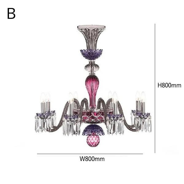 デザイン照明　LEDクリスタルシャンデリア　8灯　全5色（W800×H800mm）