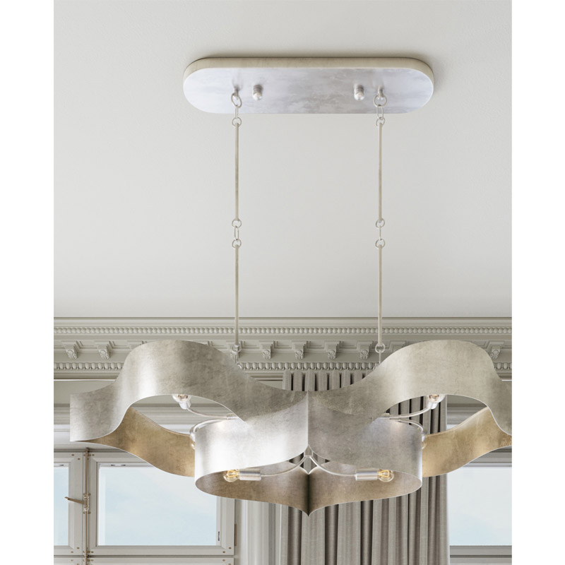 【CURREY】アメリカ・シーリングシャンデリア 6灯「Grand Lotus」シルバー（W1282×D596×H336mm）