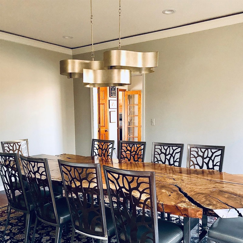 【CURREY】アメリカ・シーリングシャンデリア 6灯「Grand Lotus」シルバー（W1282×D596×H336mm）