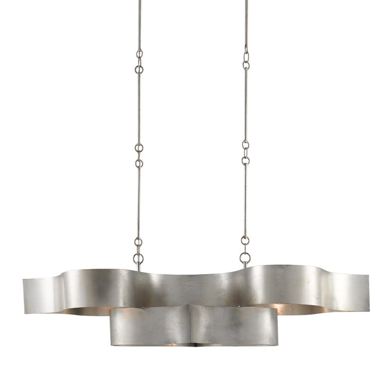 【CURREY】アメリカ・シーリングシャンデリア 6灯「Grand Lotus」シルバー（W1282×D596×H336mm）