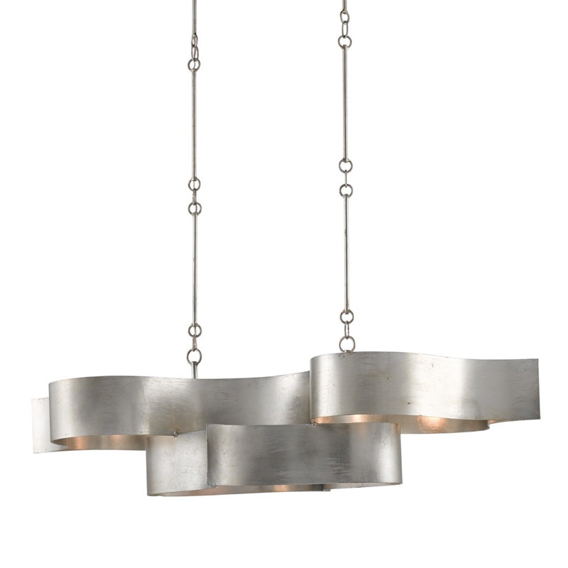 【CURREY】アメリカ・シーリングシャンデリア 6灯「Grand Lotus」シルバー（W1282×D596×H336mm）