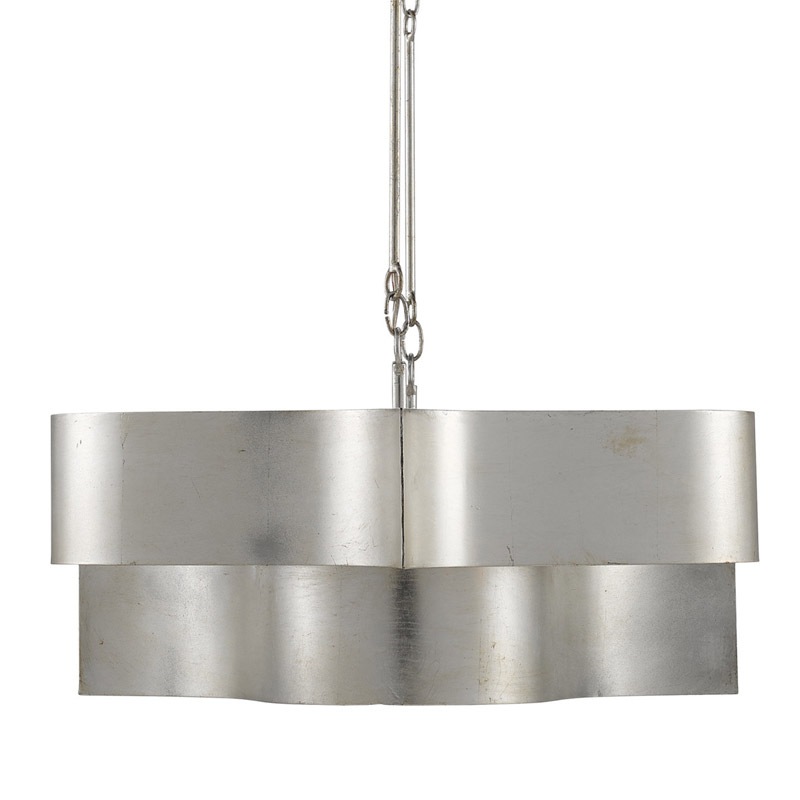 【CURREY】アメリカ・シーリングシャンデリア 6灯「Grand Lotus」シルバー（W1282×D596×H336mm）