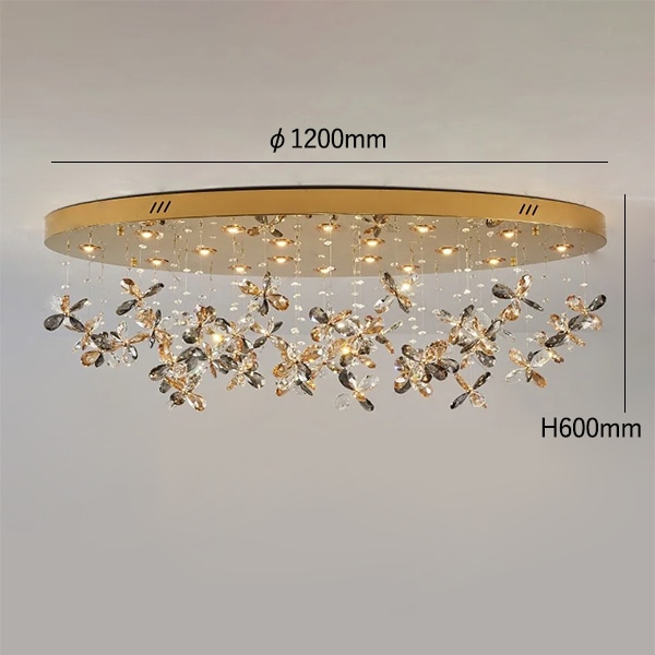 デザイン照明 クリスタルシーリングライト ゴールド（φ600／800