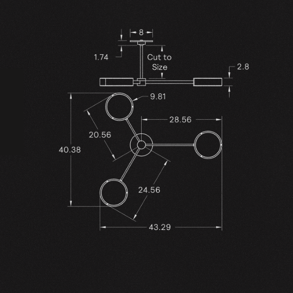 【ALLIED MAKER】 アメリカ・インテリア照明「Monoscope 3 Pendant」ペンダントライト カスタムカラー (W1100×D1026×H118mm)