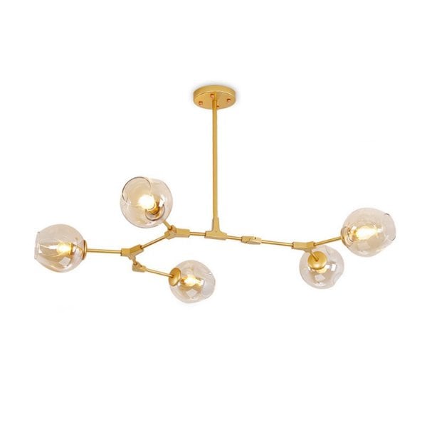 【法人様・店舗様限定】ガラスボールシェード・スプートニクデザイン照明 5灯 ゴールドorブラック(W120×D60×H97cm) シャンデリア