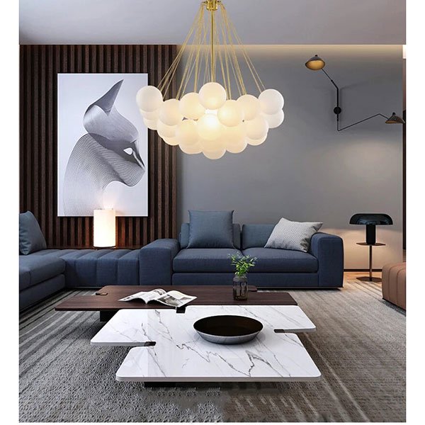 北欧 ペンダントライト ガラスシェードデザイン照明 3灯 M L ゴールド